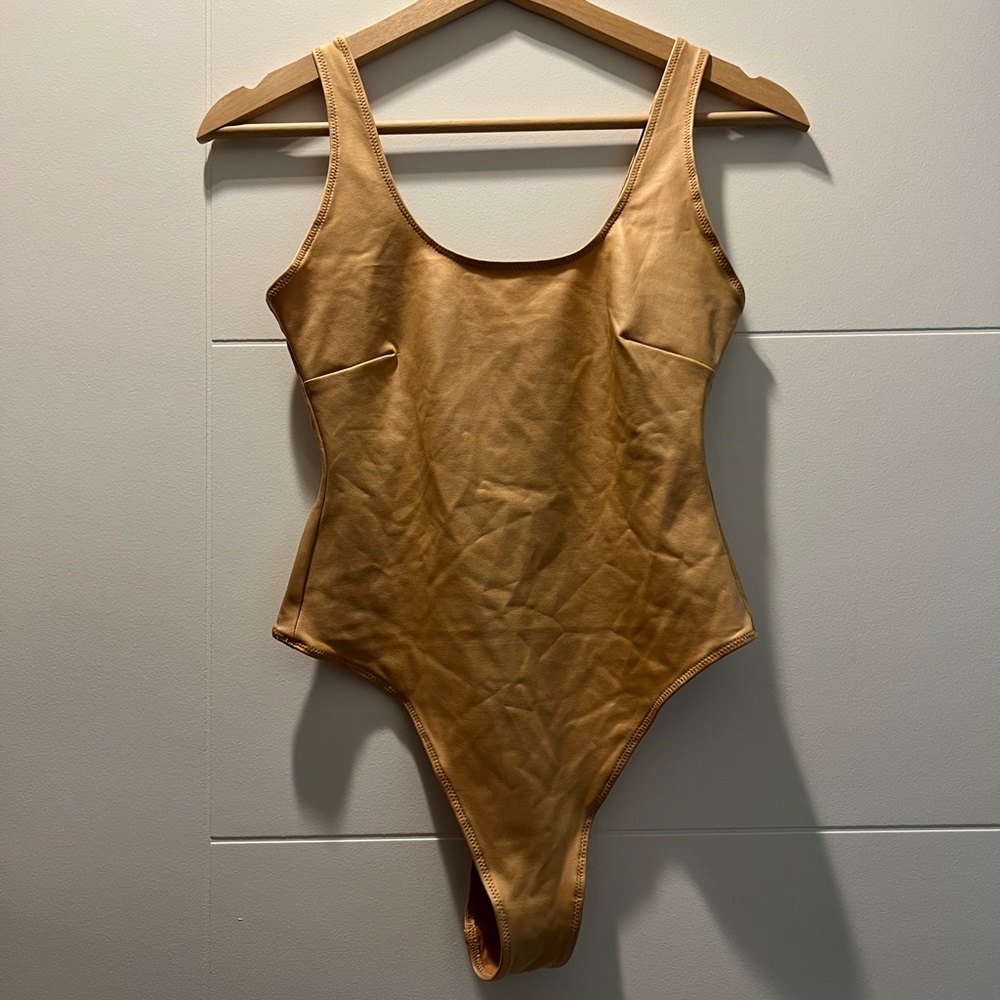 SKIMS by Kim Kardashian Faux Leather Wet Jersey Bodysuit NWT 28